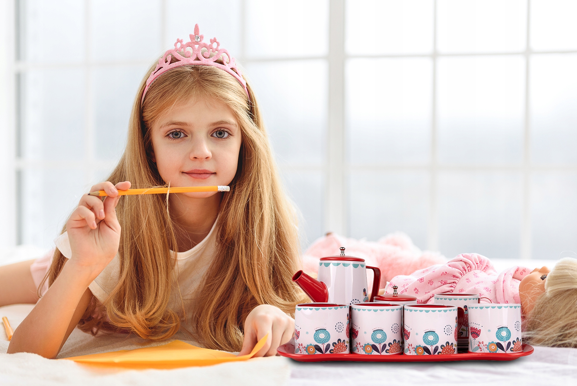 ZESTAW DO HERBATKI HERBATY METALOWY DO ZABAWY DLA DZIECI IMBRYCZEK TACKA Rodzaj naczynia, garnki i przybory