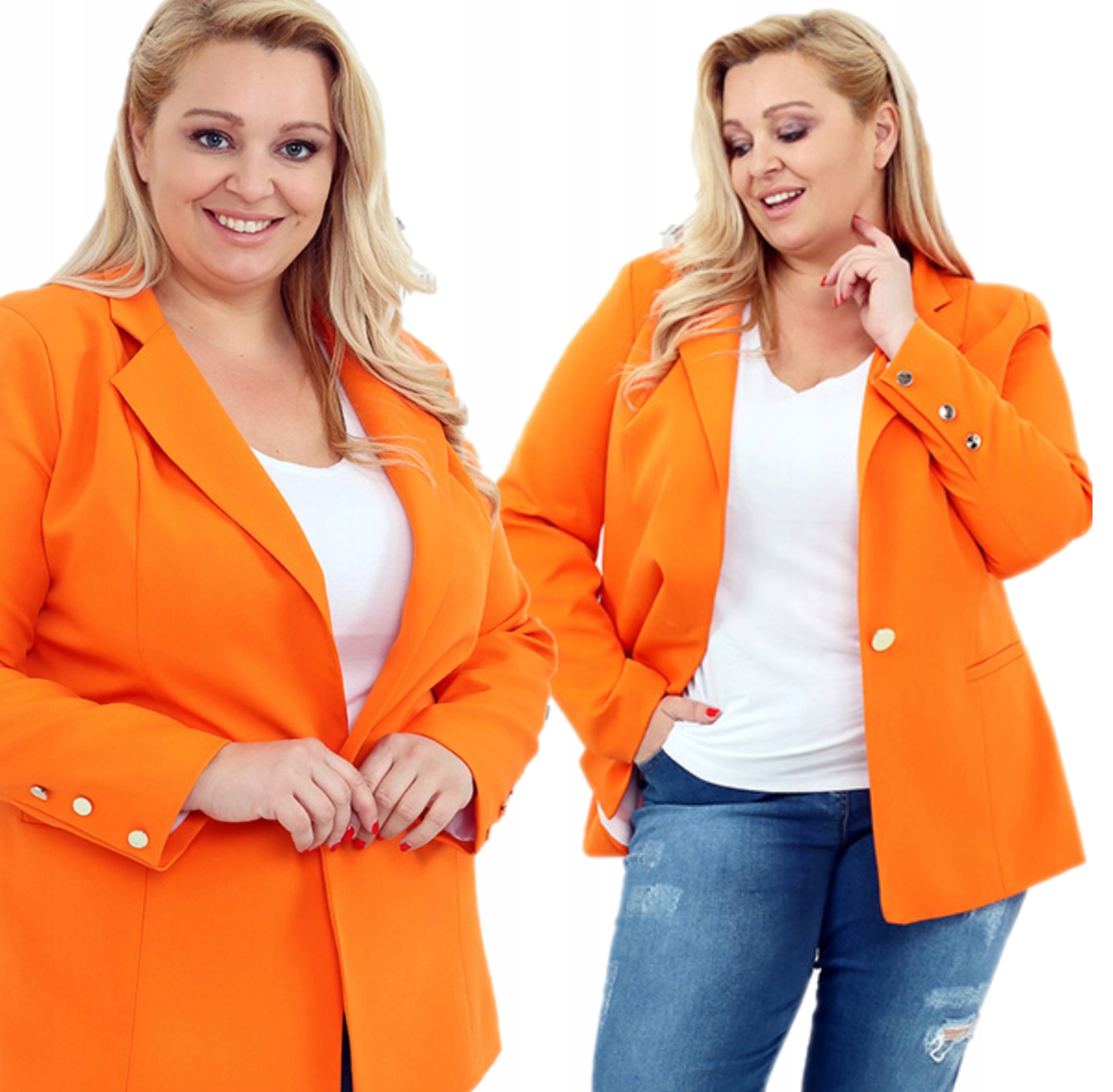 Żakiet Damski Marynarka Klasyczny Polski Prod 50 5XL Pomarań 1919