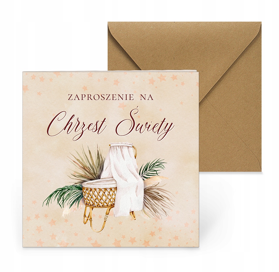 ZAPROSZENIA NA CHRZEST 3 SZT - boho DO WYPEŁNIENIA