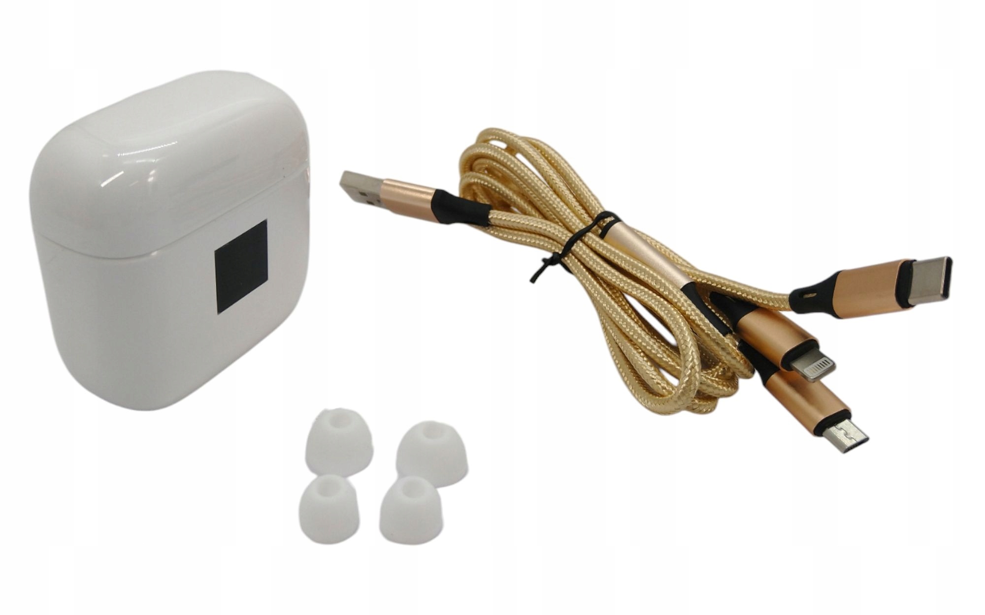 SŁUCHAWKI BEZPRZEWODOWE DOUSZNE NELLIS + KABEL 3IN1 BIAŁE