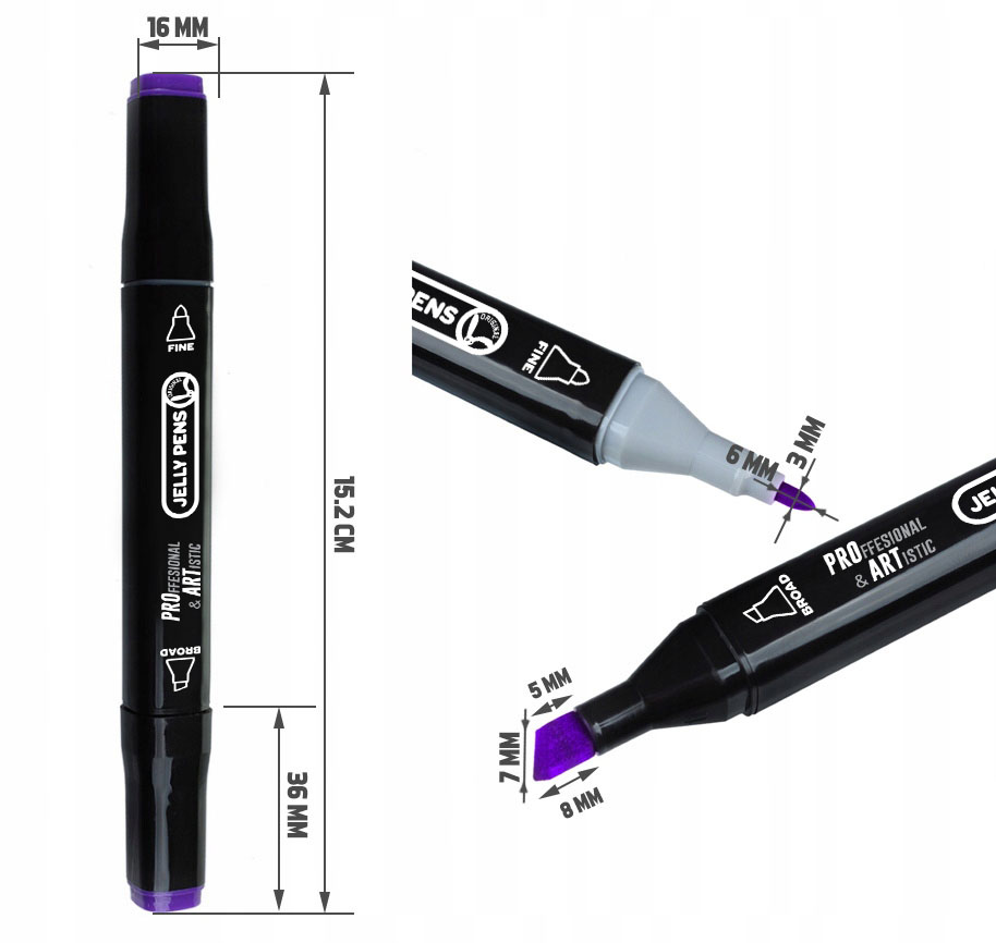 MARKERY mazaki dwustronne 24szt flamastry pisaki DWUSTRONNE do szkoły biura Rodzaj promarkery
