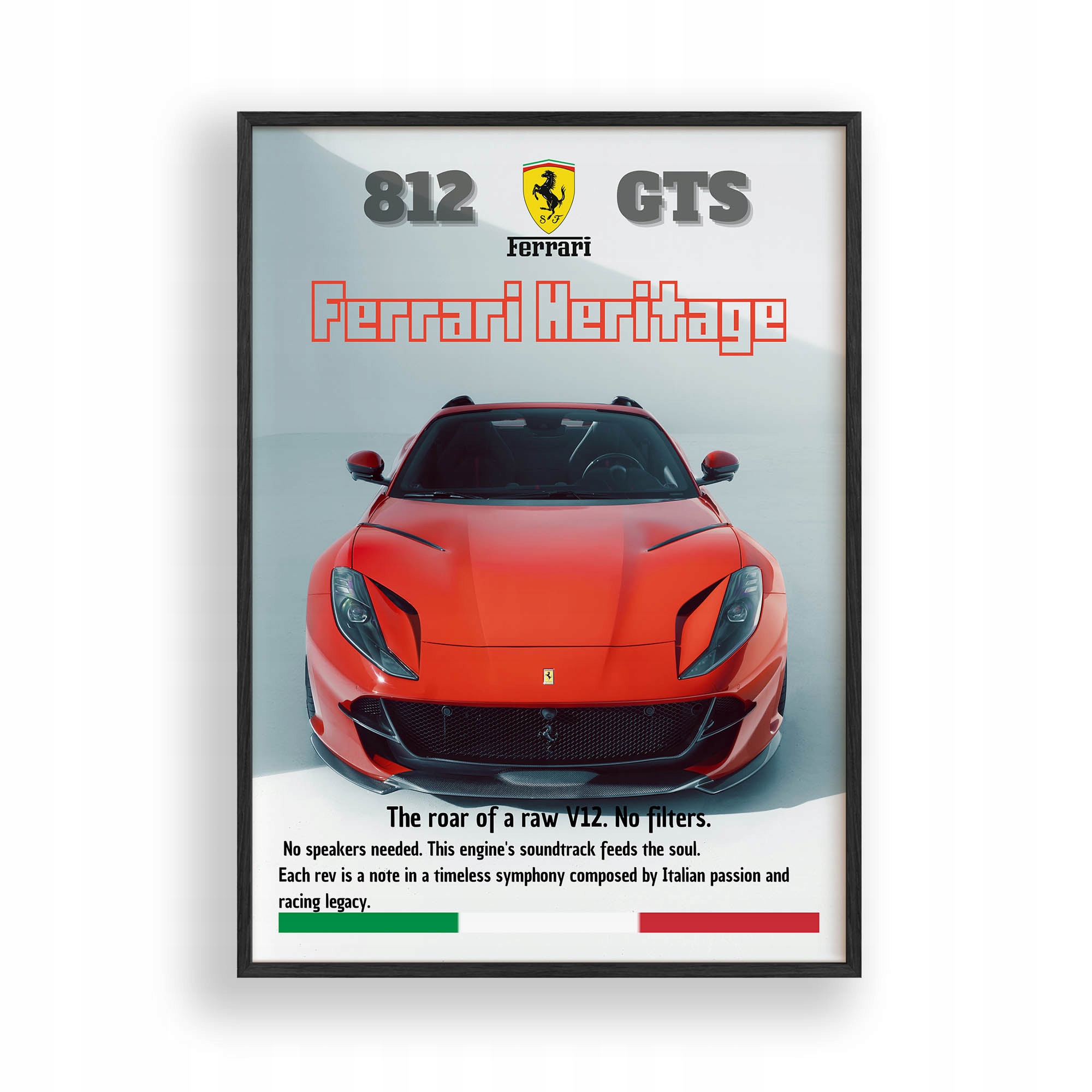 Obraz Auto Ferrari 812 Gts Plakát Rámeček Dřevěný Černý 30x42 cm
