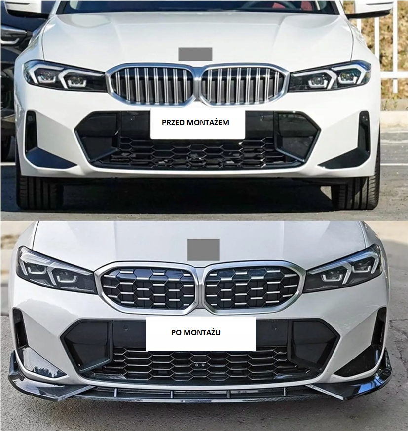 DOKŁADKA ZDERZAKA PRZÓD DLA BMW G20 G21 LCI LIFT 2023-2024 + M SPORT CZARNY Stan opakowania oryginalne