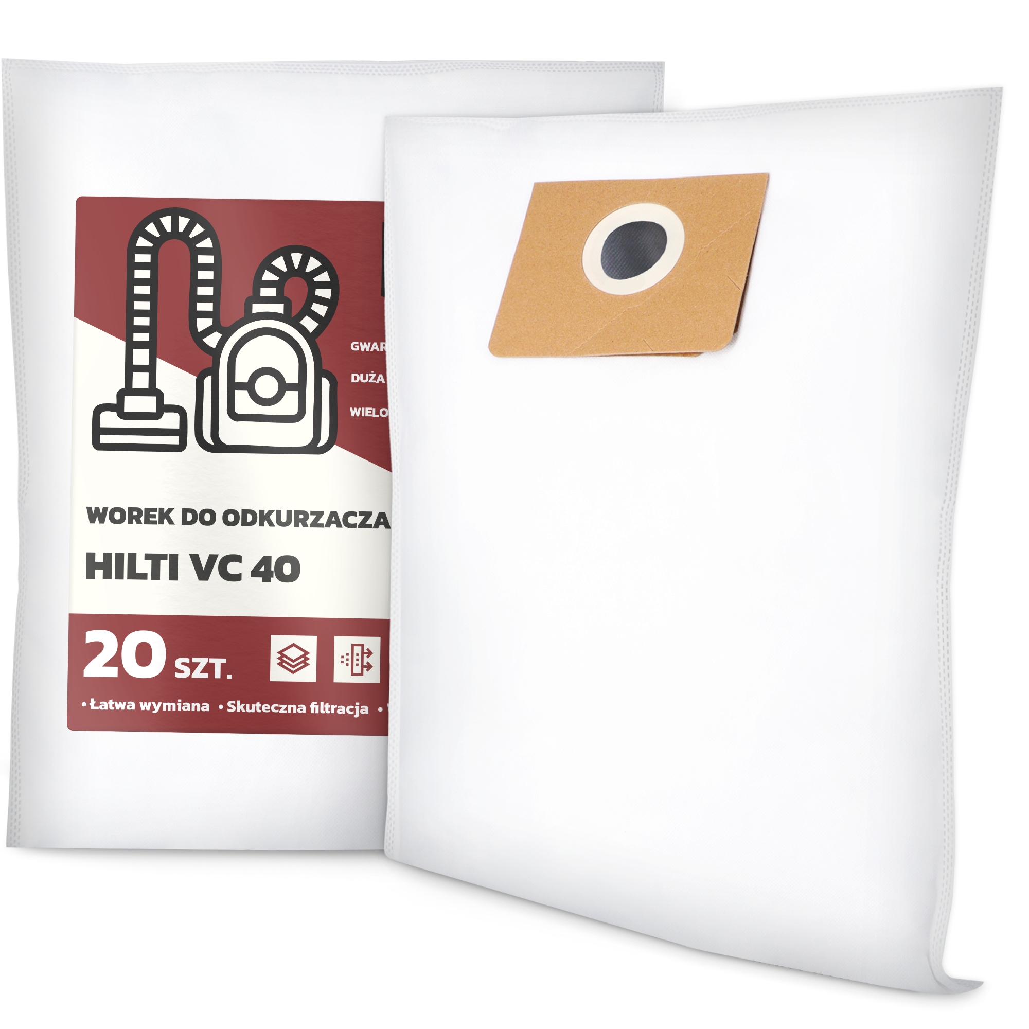 20 x Sáček Pro Vysavač Hilti VC 40 Syntetický Velký Silný Sáček Sáčky G9