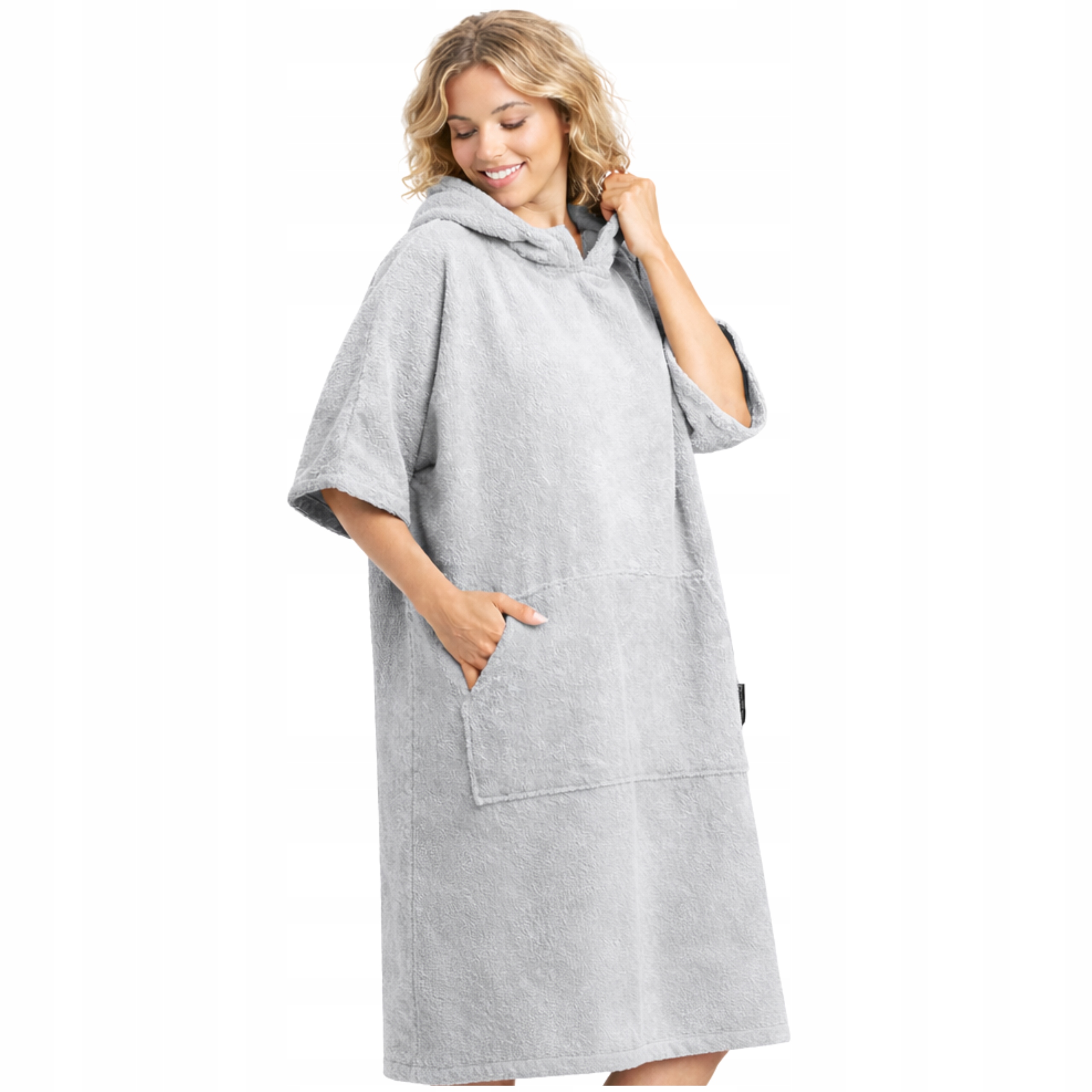 Poncho Kąpielowe z Kapturem Ręcznik Bawełniany na Basen do Sauny Damski