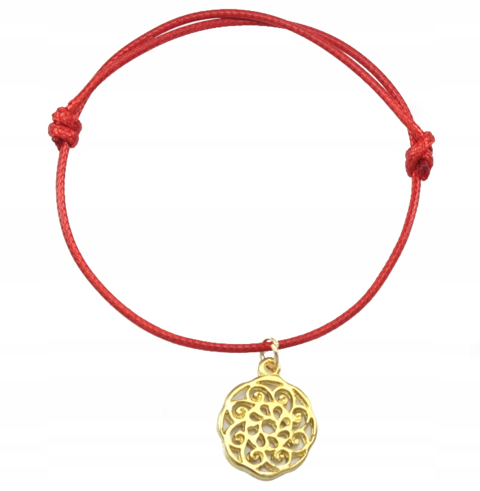 

Bransoletka Celebrytka Czerwona Złoty Kwiat Ażur