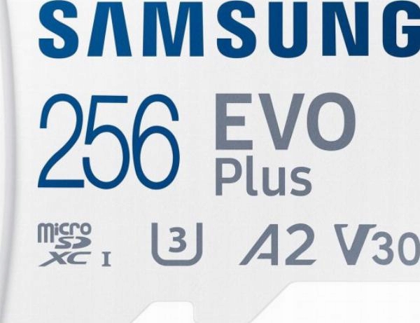 Samsung EVO PLUS microSDXC 256GB UHS-I U3 Zapis 100MB/s Odczyt 180MB/s 2023