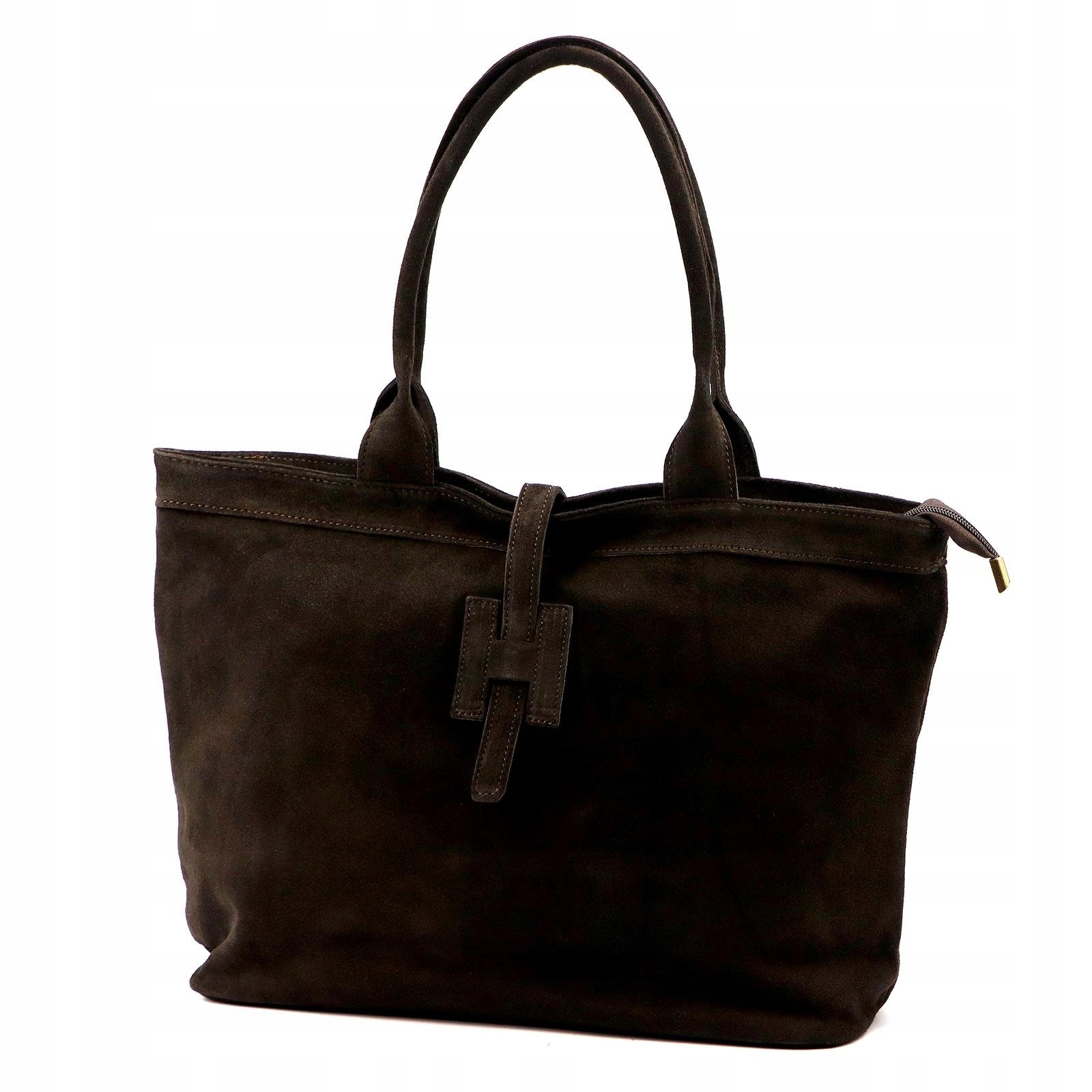 Dámská shopper kabelka z semišové kůže tmavě hnědá A4 Luka