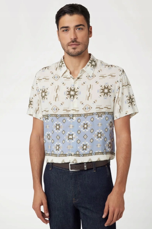 Guess Pánská Košile Casual Viskóza Krátký Rukáv Límeček M Hla