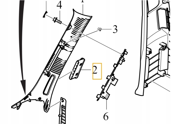 Volvo XC90 S90 V90 pravá mřížka ventilace sloupek A 39829958