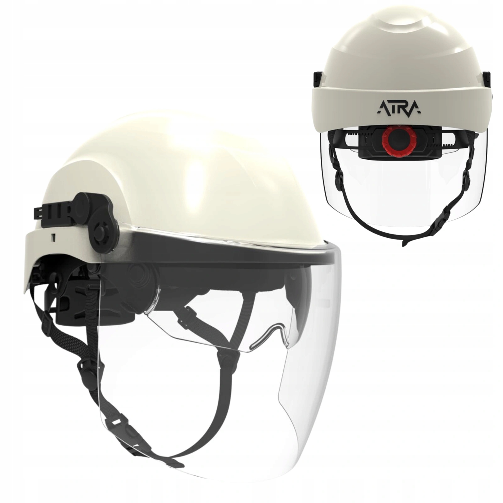 Hełm elektroizolacyjny z osłoną Kask przemysłowy Przyłbica Biały Atra 20S