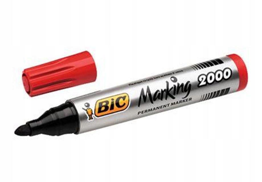 BIC MARKER PERMANENTNY 2000 CZERWONY OKRĄGŁA KOŃCÓWKA ALKOHOLOWY