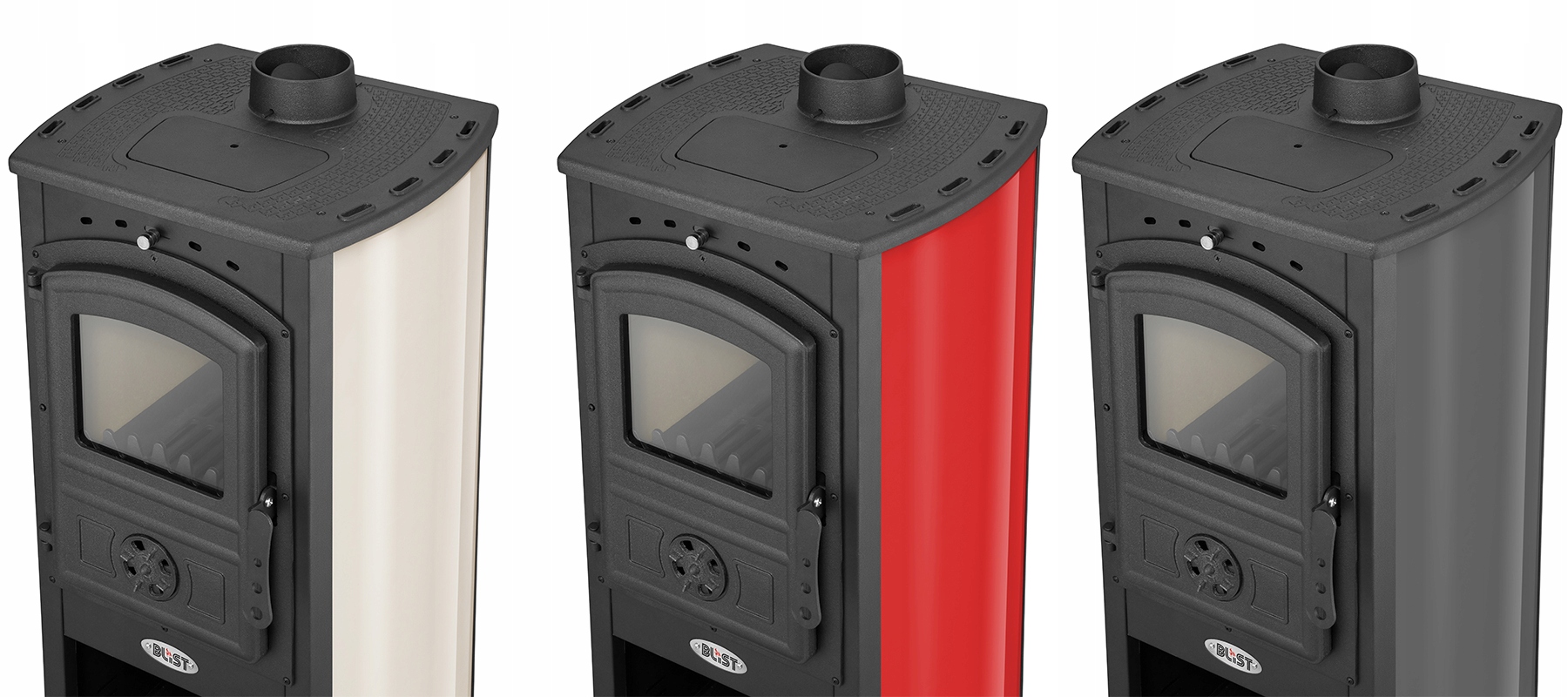 Piec piecyk KOMINEK stalowy koza mocny żeliwny ŻAR / MODENA beżowy Szerokość 46 cm