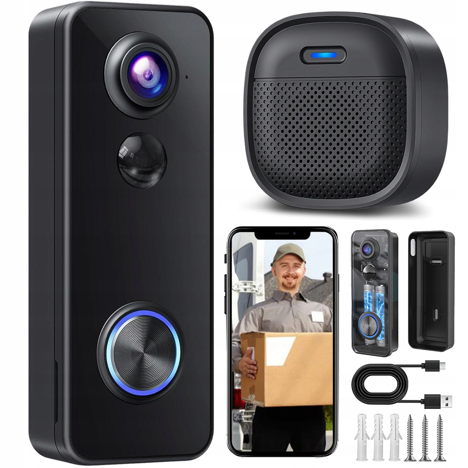 Bezdrátový Zvonek Inteligentní Detekce Videokamera Interkom 2K