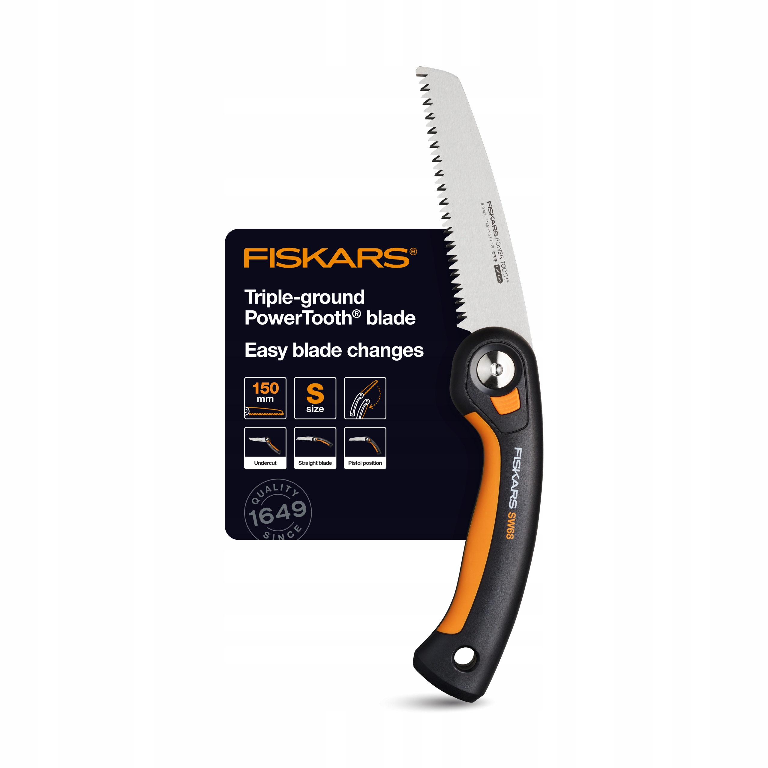 Fiskars Plus SW68 Piła składana ręczna do cięcia gałęzi z blokadą ostrza