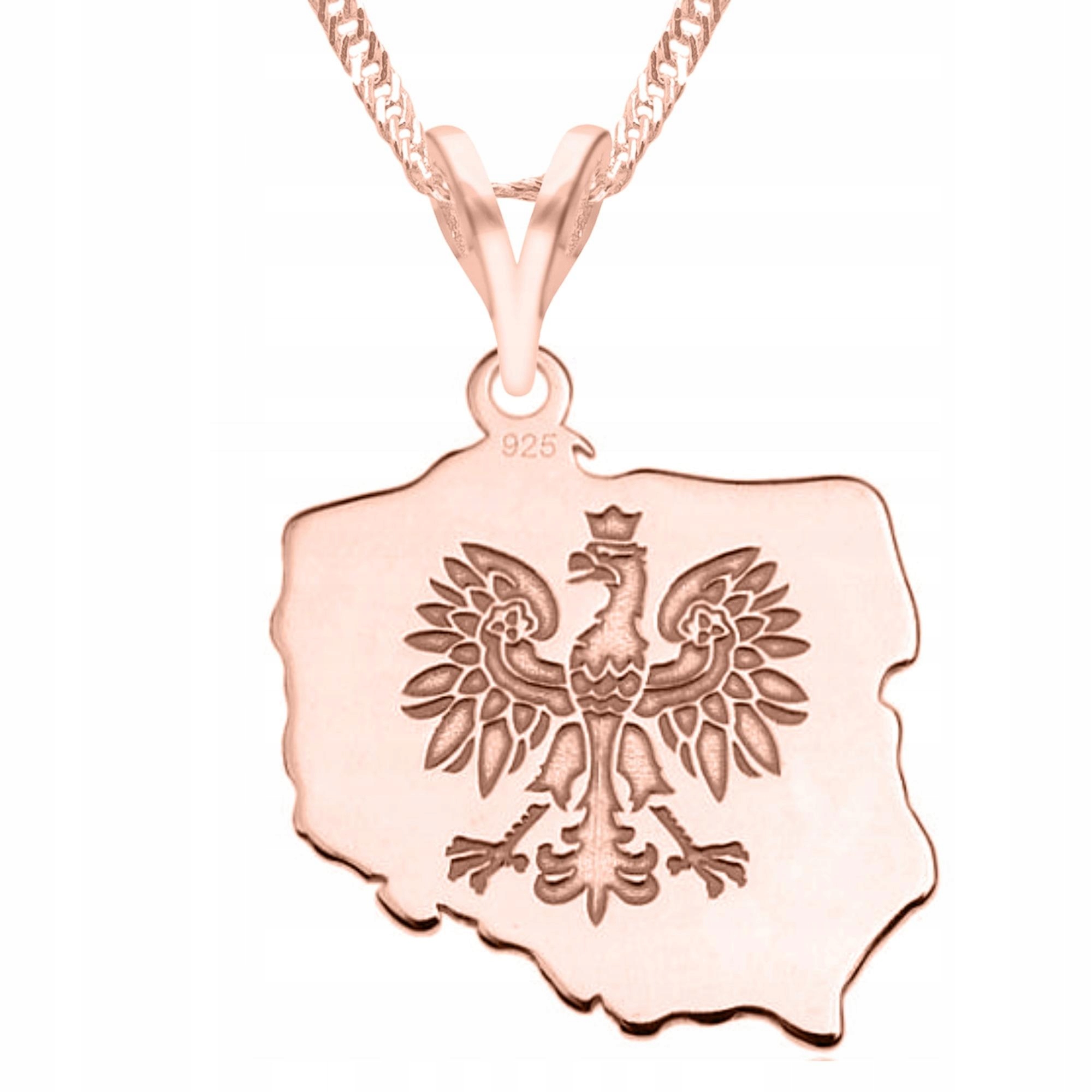 Pozlacený náhrdelník s orlem a znakem Polska Orel Pták Stříbro 925