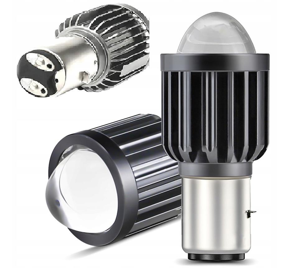 BA20D S2 żarówka Led 35/35W soczewka motocyklowa 2400LM 6000K z radiator