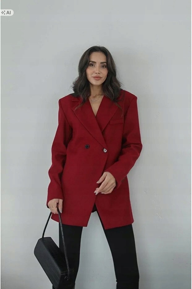 Červená Dvouřadá Klasická Sako Oversize L 5IA
