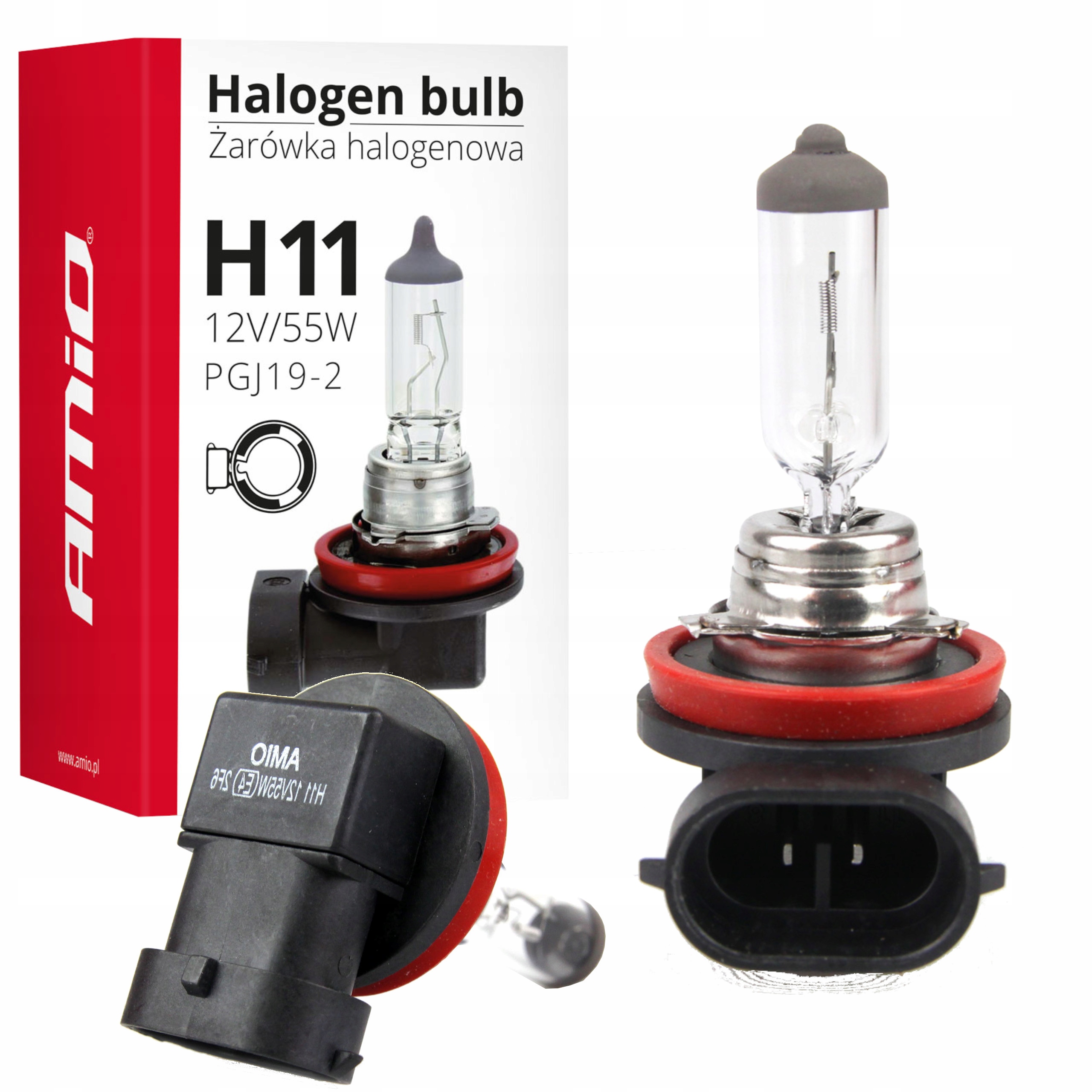 Żarówka halogenowa H11 12V 55W filtr Uv (E4) AMIO-01159 Homologacja