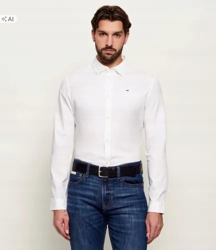 Tommy Jeans Bílá Slim Košile Elegantní Z Bavlny XL 7DA
