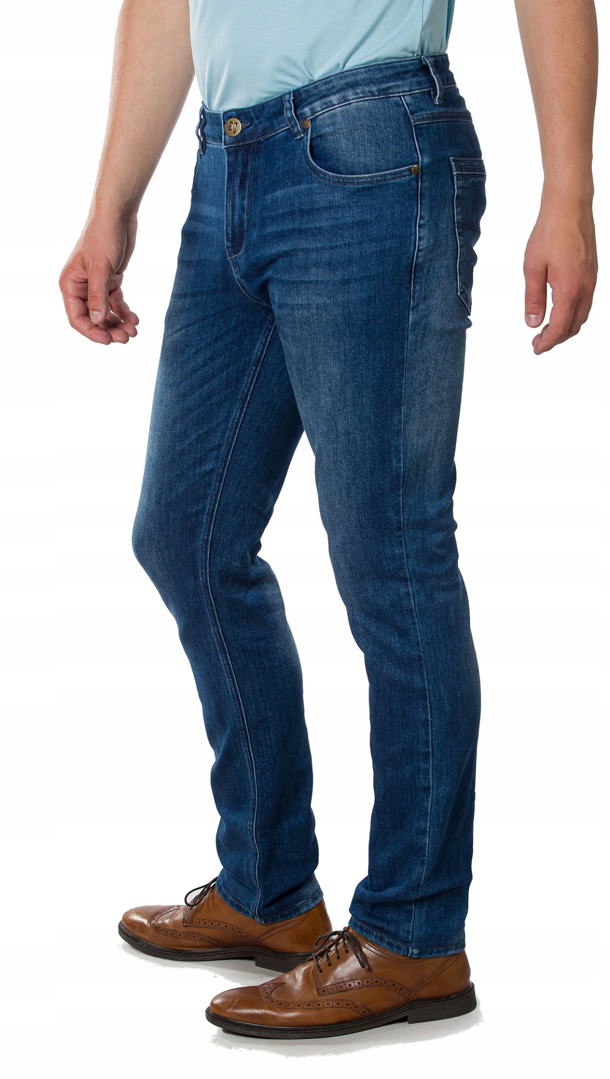 Pánské džínové kalhoty s úzkými nohavicemi, jemně přetíratelné, velikost 34 Anagre