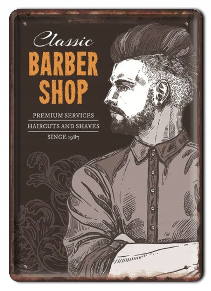 Barber Plakat Metalowy Szyld Obrazek Retro #21309