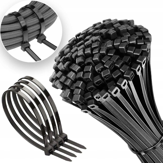 Opaska kablowa czarna 3,6x200 nylonowa, odporna na Uv (op.=100szt) Hogert