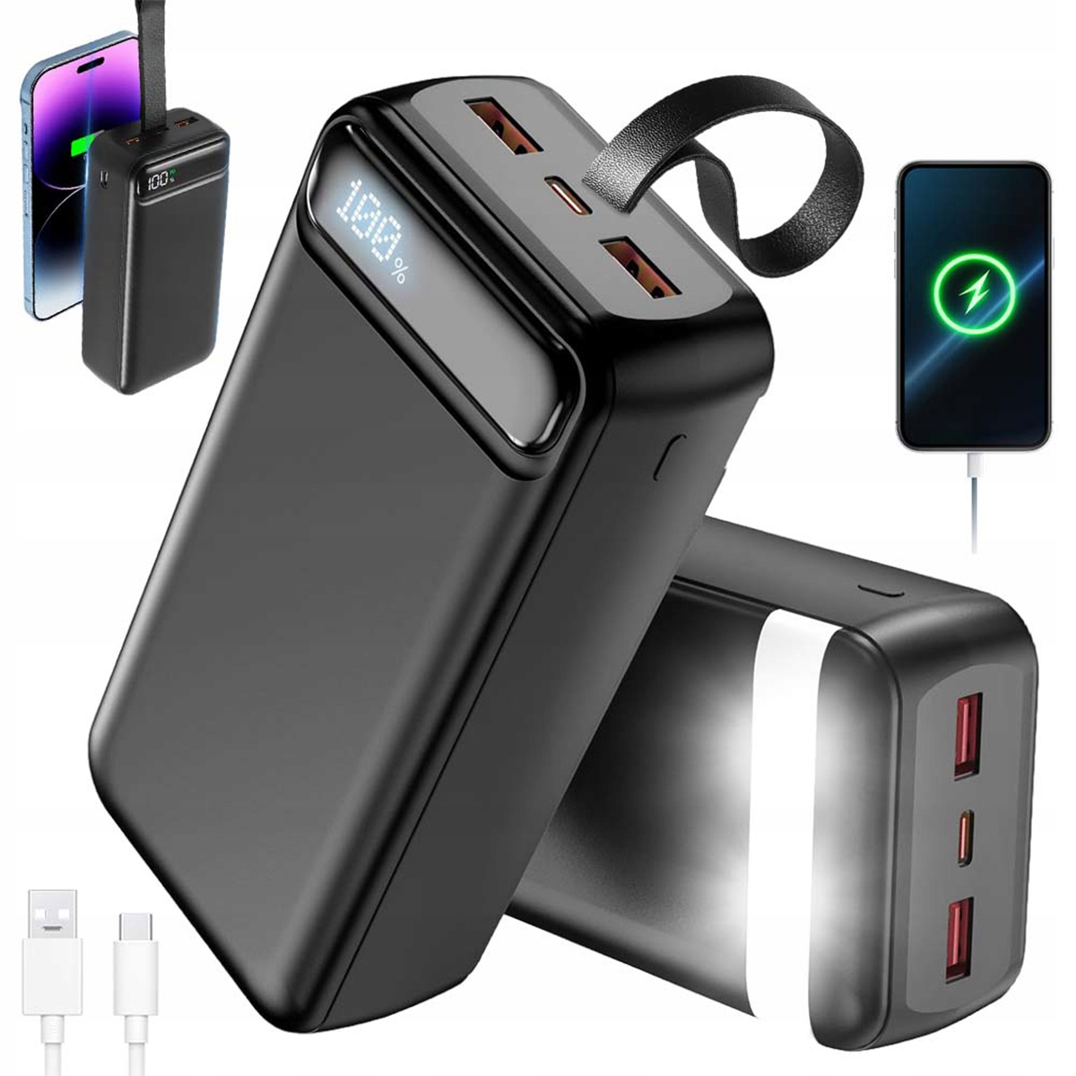 Přenosná Powerbanka 50000 Mah 22.5W Usbb Usb-c Rychlý Silný Kabel Součástí Balení