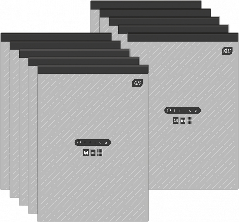 BLOK BIUROWY NOTES A4 W KRATKĘ 100 kartek MIX WZORÓW OKŁADEK Interdruk x 10