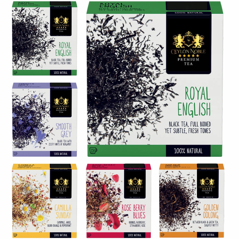 Čaj listový Premium Tea 5 příchutí Černý Bylinný Rooibos 150 ks