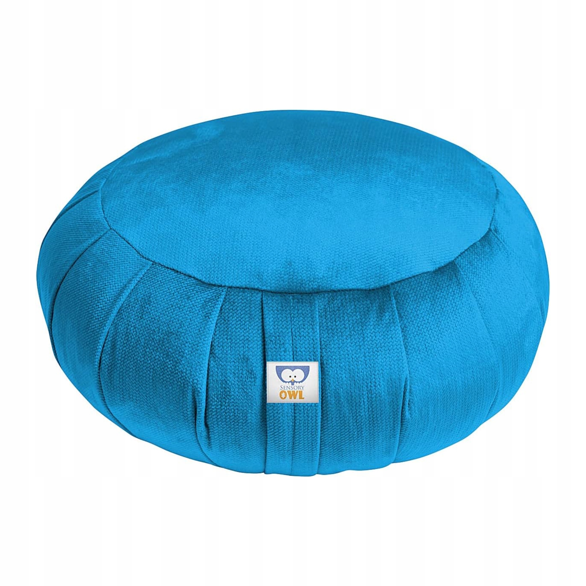 Polštář Zafu kulatý pro meditační jógu a cvičení Pohankové slupky tyrkysová barva