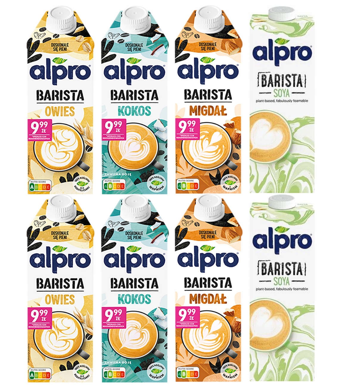 Alpro zestaw degustacyjny napojów Barista różne smaki 8 sztuk