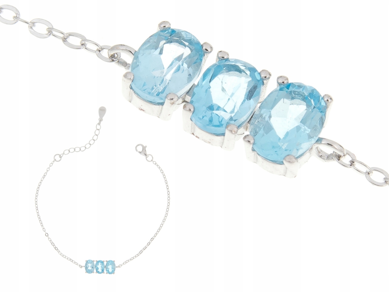 Stříbrný Rhodiovaný Náramek Swiss Topaz Přírodní Dárek