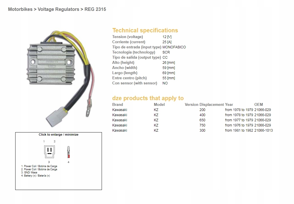 Dze Regulátor Napätia Kawasaki Kvf (21066-1013/029) (ESR600) ()