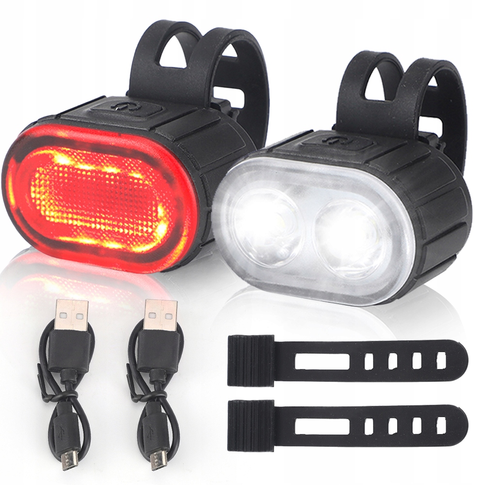 LED LAMPKA ROWEROWA USB PRZÓD TYŁ ZESTAW DO ROWERU