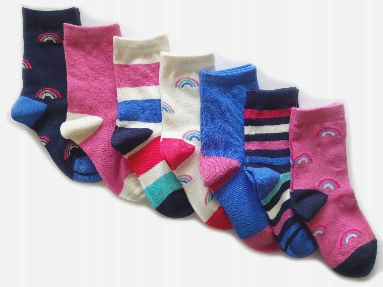 

7 par Primark tęcza Skarpetki 3-6 lat 27-30