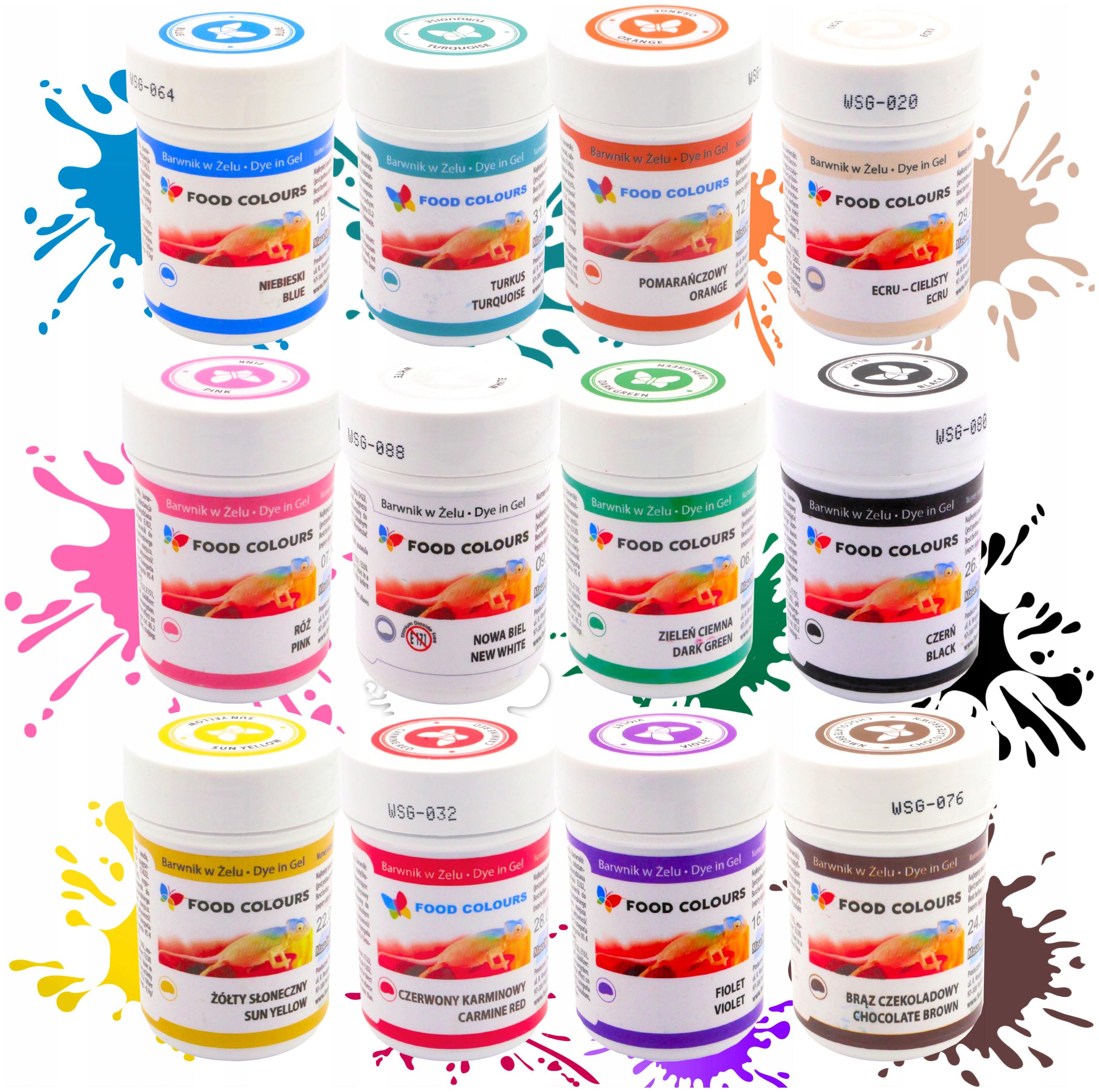 Zestaw Barwników Spożywczy w żelu 12 x 35g FoodColours Barwnik