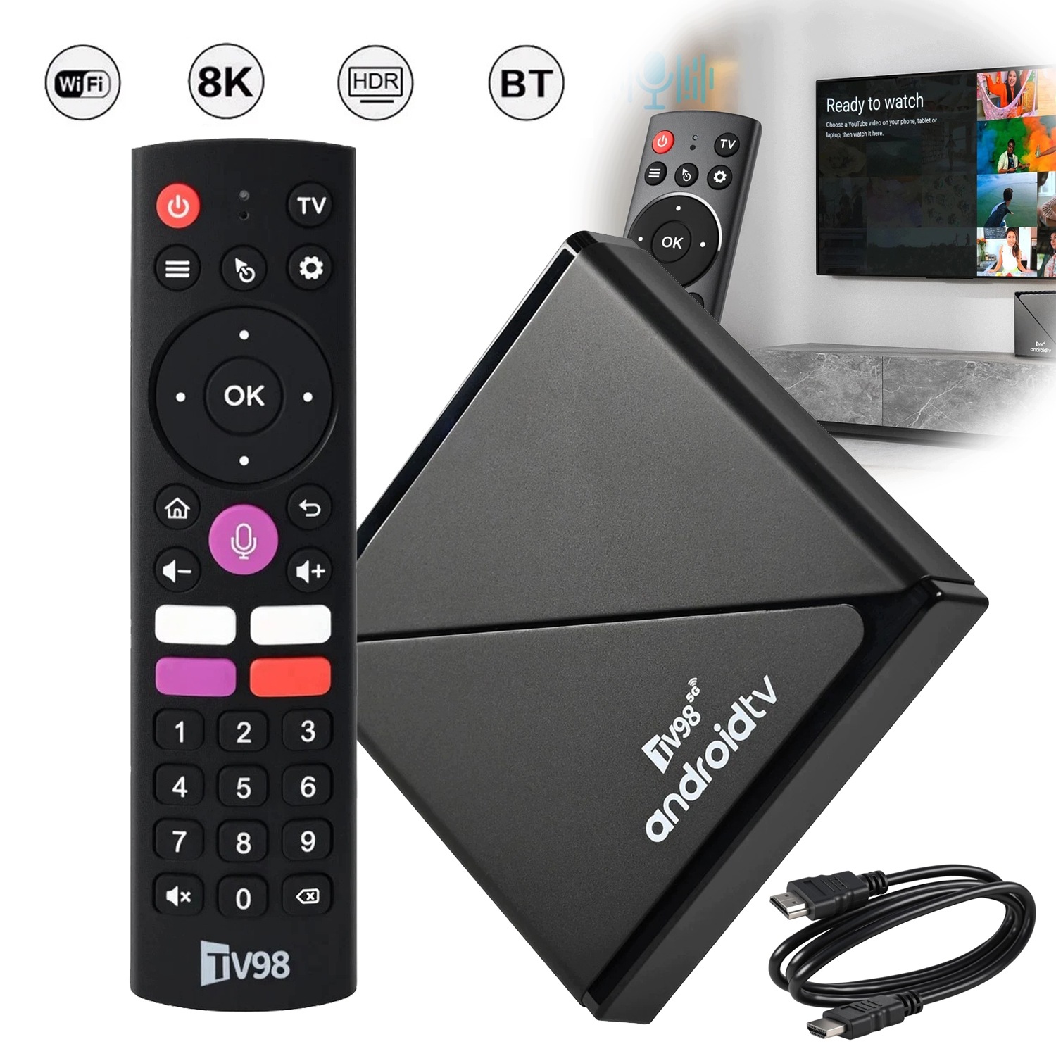Přehrávač Android 14 Smart Tv Stick Box Wifi TV98