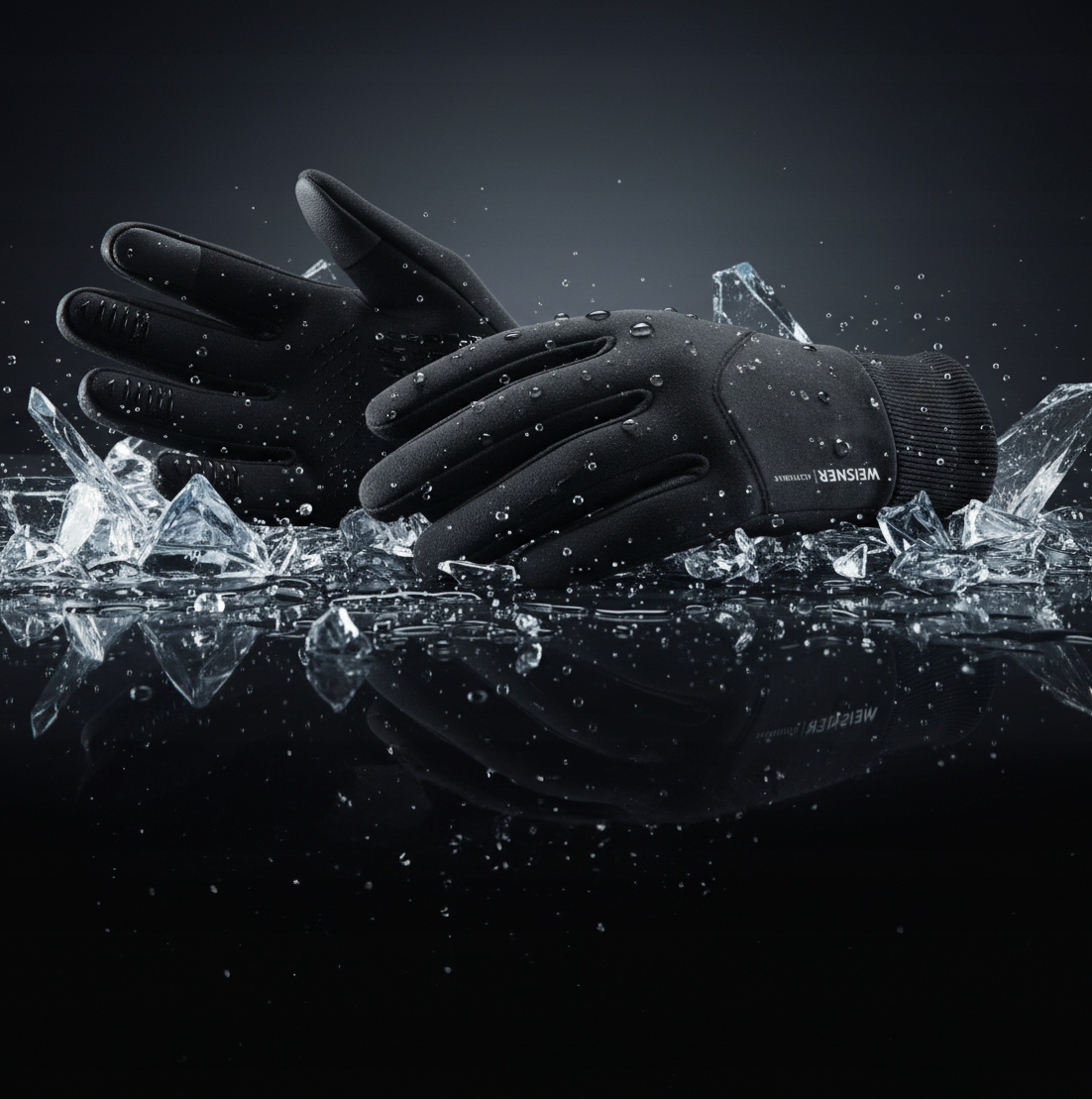 WEISNER RX| Rękawiczki Rękawice Czarne Męskie Zimowe Rowerowe Samochodowe