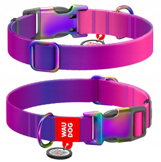 Levně Obojek Pro Psa Nylonový Silný Gradient Fialový Waudog Recycled Vel. XL