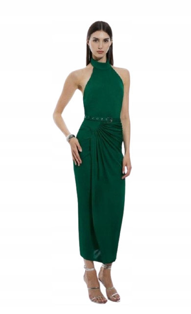 Karen Millen Petite Šaty MIDI Se Stojáčkem Na Zip Zelená S B1F