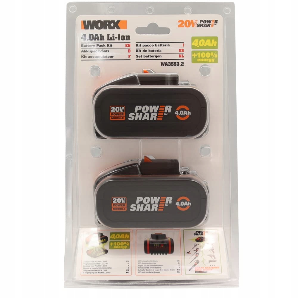 Akumulator Li-Ion Worx 20 V 4 Ah Kod producenta WA3553.2