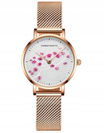 Dámské hodinky s pleteným náramkem, motiv květin Floral