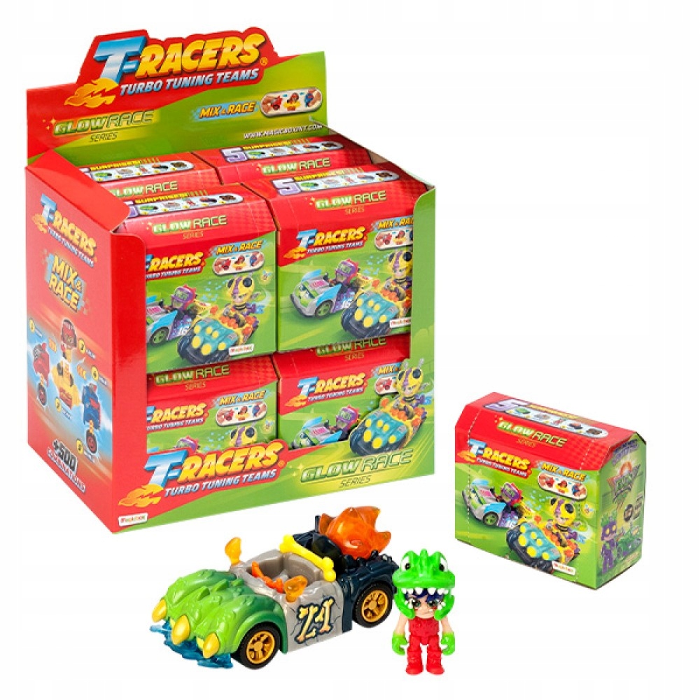 

T-racers Glow Race SERIA4 Autko Z Figurką 8szt Box
