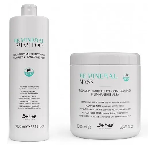 Hydratační Set Šampon Maska Be Hair Be Mineral Plumping 2 x 1000 ml
