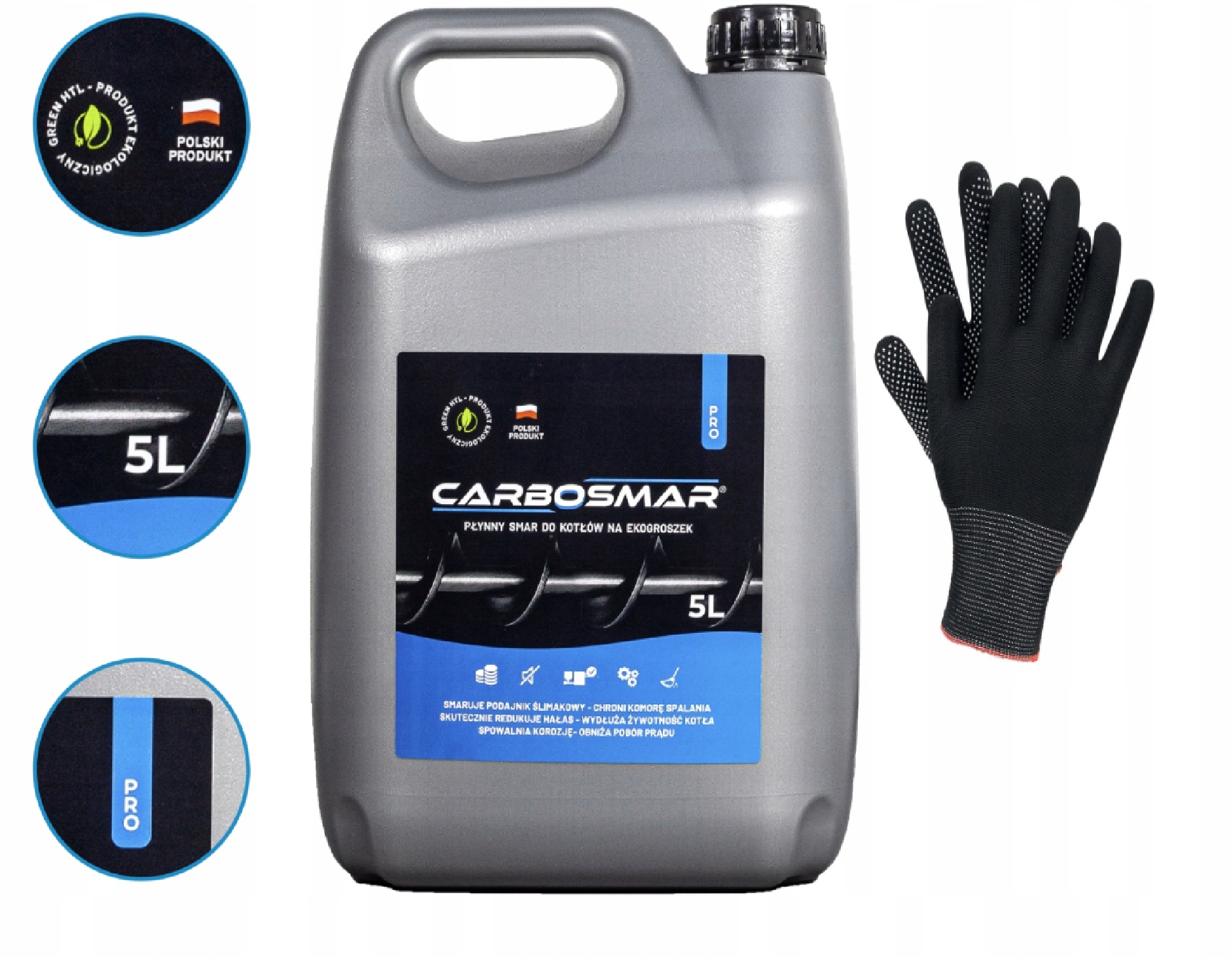 Smar do podajników na Węgiel groszek Carbosmar 5 l Rękawice