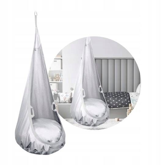 Mamoi Huśtawka Kokon Bujak Fotel Worek Wiszący 60X160 CM 60 Kg Jasny Szary