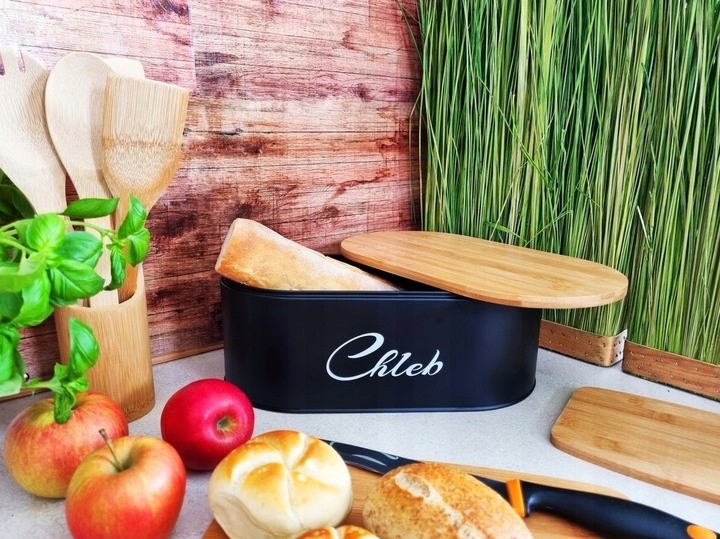 CHLEBAK EMALIOWANY Z POKRYWĄ BAMBUSOWĄ DESKA Linia Cook Line
