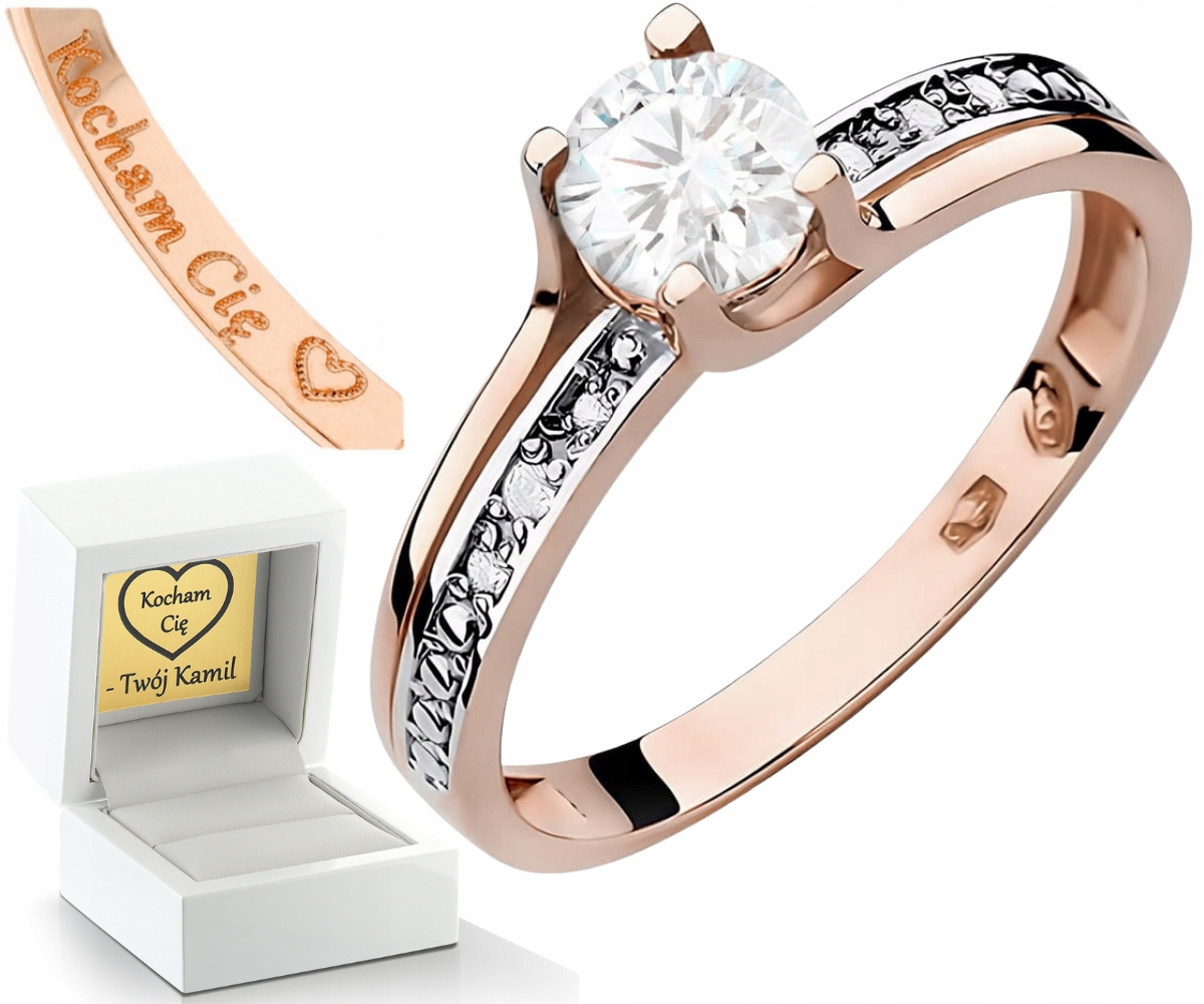 Růžové Zlato Prstýnek Přírodní Kámen Bílý Safír A Brilianty Zlato 585