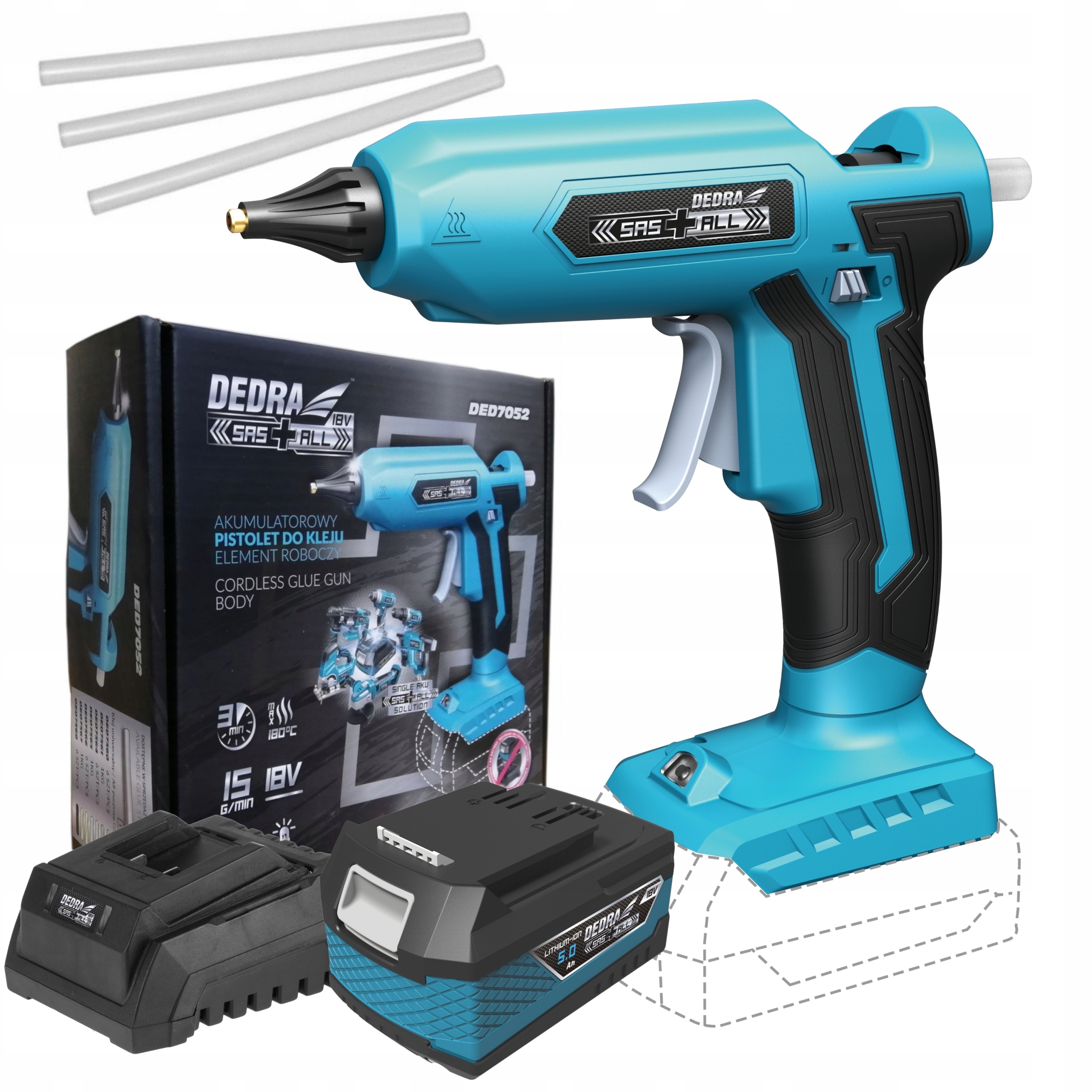 Аккумуляторный клеевой пистолет DEDRA 18V + 5Ah